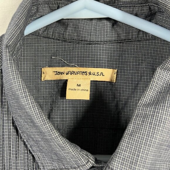 John Varvatos USA Dress Shirt Mens Size Medium Black Checks Pleated Long Sleeve - Picture 2 of 7